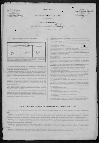 Onlay : recensement de 1881