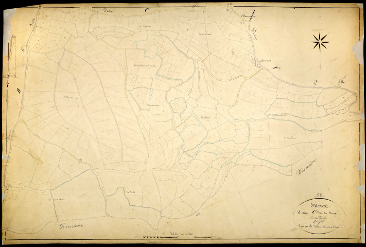 Moux-en-Morvan, cadastre ancien : plan parcellaire de la section C dite du Bourg, feuille 3