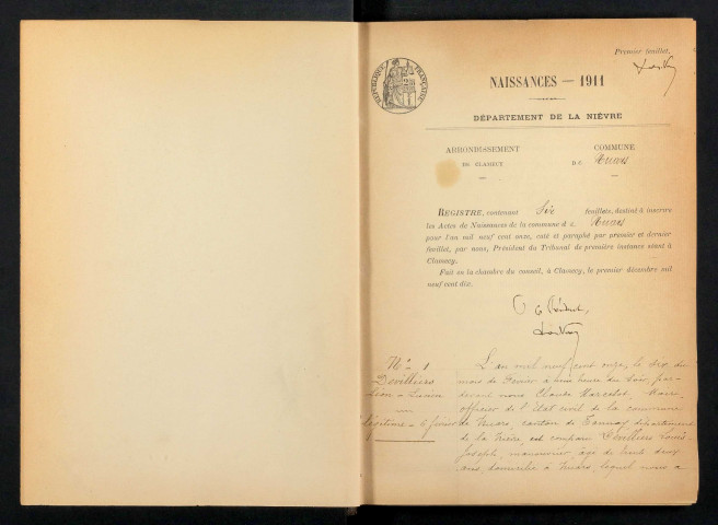 Nuars : actes d'état civil.