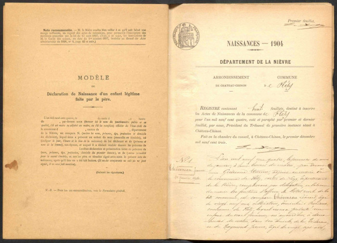 Fléty : actes d'état civil.