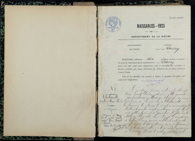 Narcy : actes d'état civil.