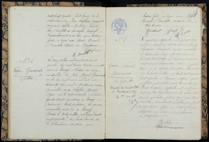 Montaron : actes d'état civil.