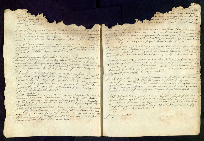 Oulon : registres paroissiaux.