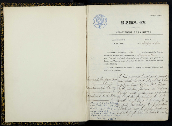 Marigny-sur-Yonne : actes d'état civil.