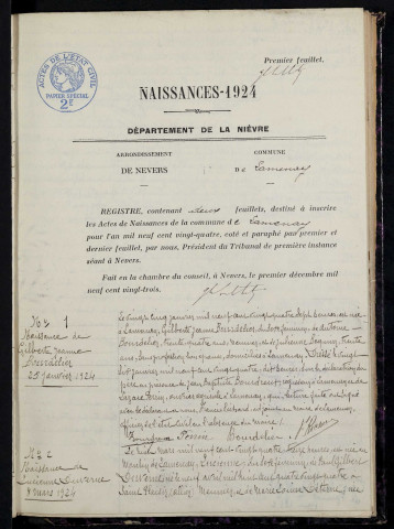 Lamenay-sur-Loire : actes d'état civil.