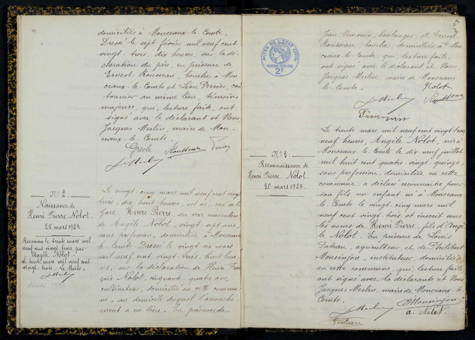 Monceaux-le-Comte : actes d'état civil.