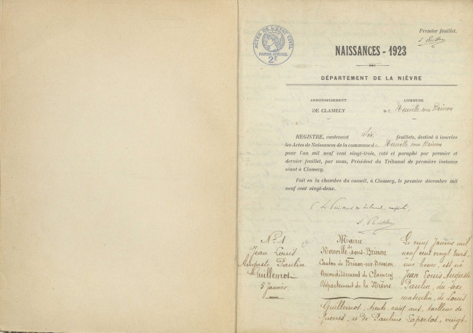 Taconnay : actes d'état civil.