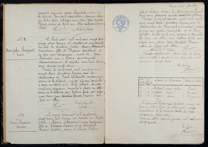 Mars-sur-Allier : actes d'état civil.