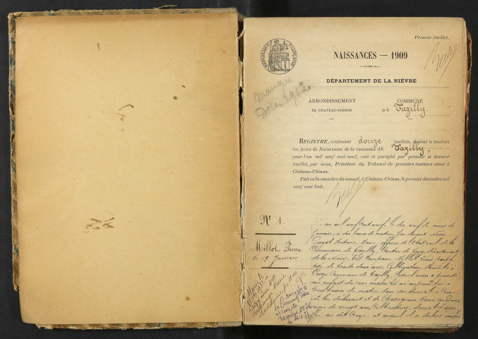Tazilly : actes d'état civil.