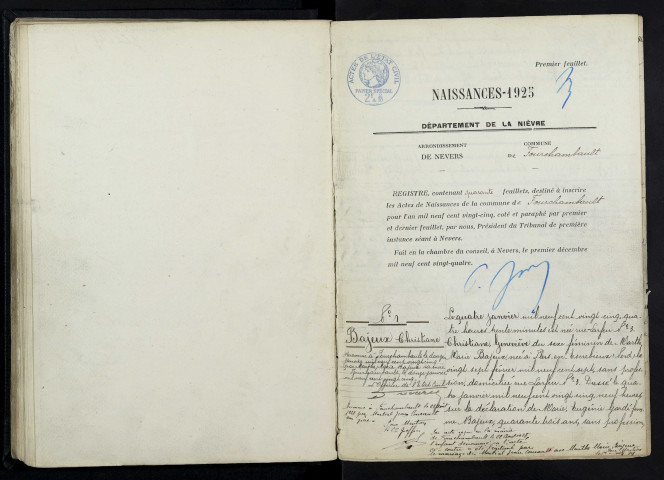Fourchambault : actes d'état civil (naissances).