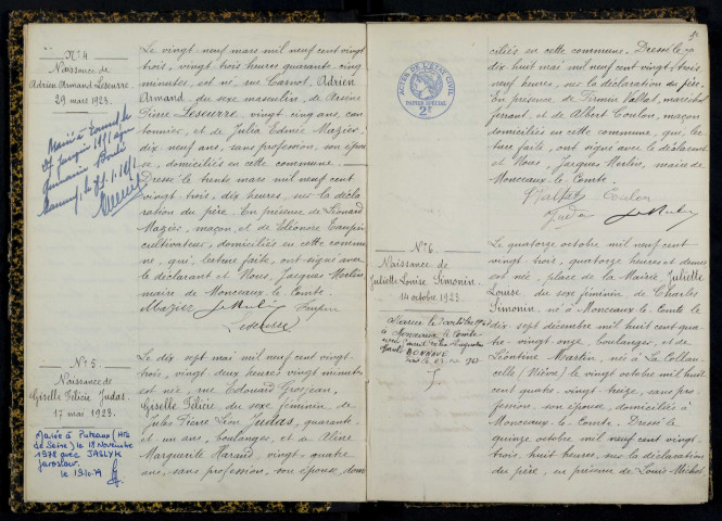 Monceaux-le-Comte : actes d'état civil.