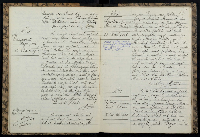 Châtin : actes d'état civil.