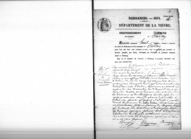 Oudan : actes d'état civil.