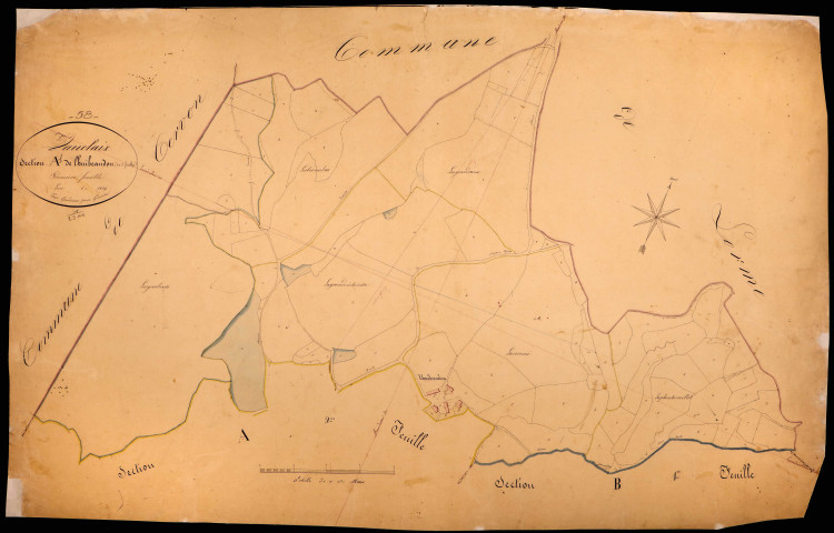 Vauclaix, cadastre ancien : plan parcellaire de la section A dite de l'Huis Beaudon, feuille 1