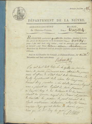 Tazilly : actes d'état civil.