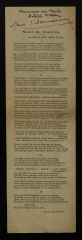 BEAUDOIN (René), poète et conscrit : 3 lettres, manuscrits, texte imprimé.