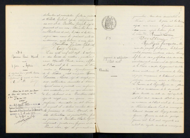 Nuars : actes d'état civil.