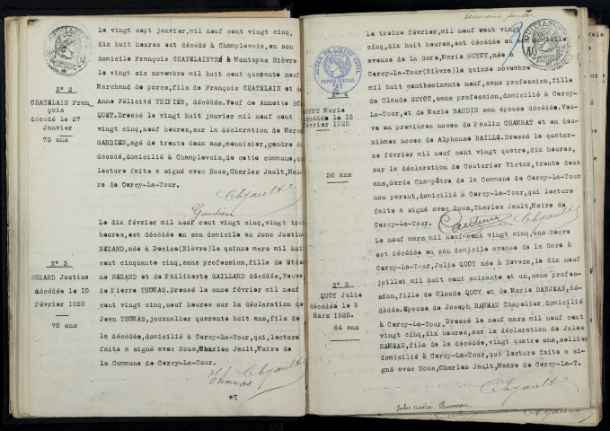 Cercy-la-Tour : actes d'état civil.