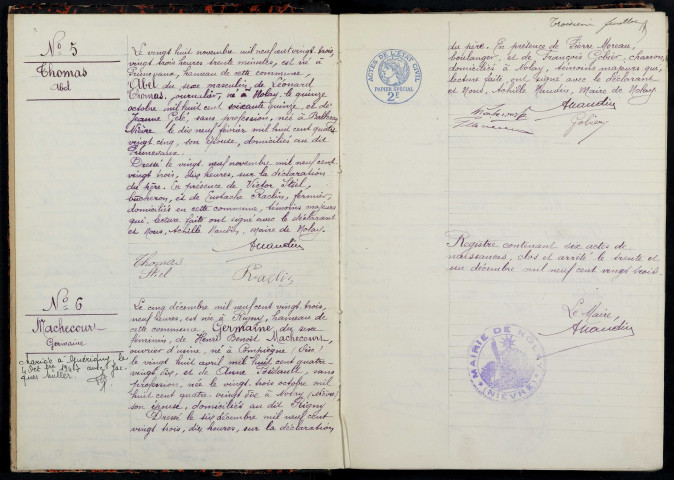 Nolay : actes d'état civil.