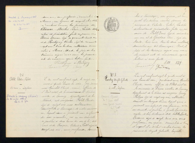 Nuars : actes d'état civil.