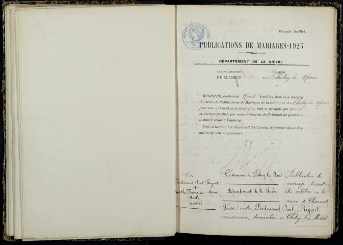 Chitry-les-Mines : actes d'état civil.