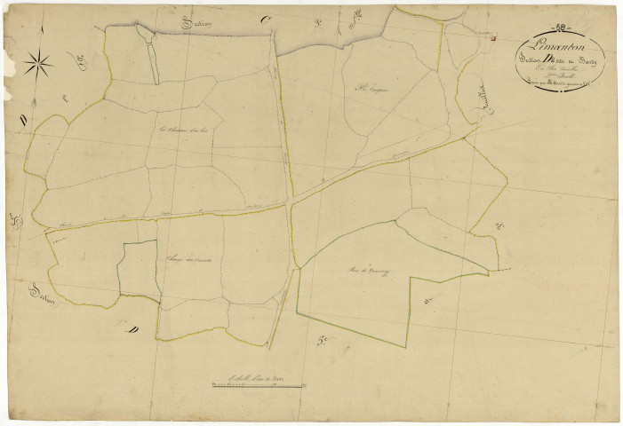 Limanton, cadastre ancien : plan parcellaire de la section D dite de Bardy, feuille 2