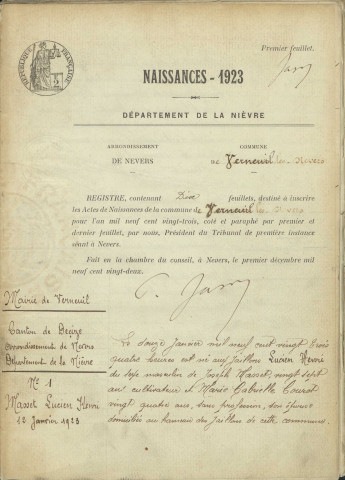 Verneuil : actes d'état civil.