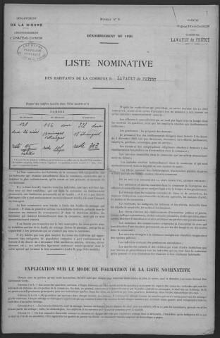 Lavault-de-Frétoy : recensement de 1926