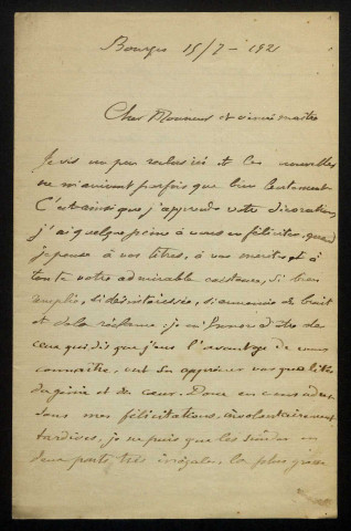 SAINT-VENANT (Julien Barré de), inspecteur des eaux et forêts à Bourges (né en 1847) : 1 lettre.
