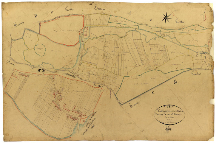 Dompierre-sur-Nièvre, cadastre ancien : plan parcellaire de la section A dite de Vilaine, feuille 2