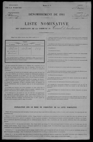Corvol-d'Embernard : recensement de 1911
