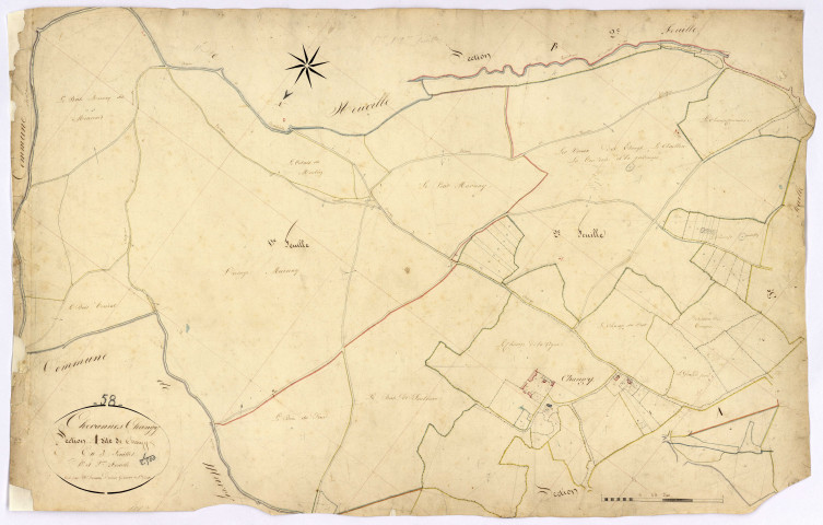 Chevannes-Changy, cadastre ancien : plan parcellaire de la section A dite de Changy, feuilles 1 et 2