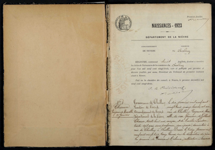 Challuy : actes d'état civil.
