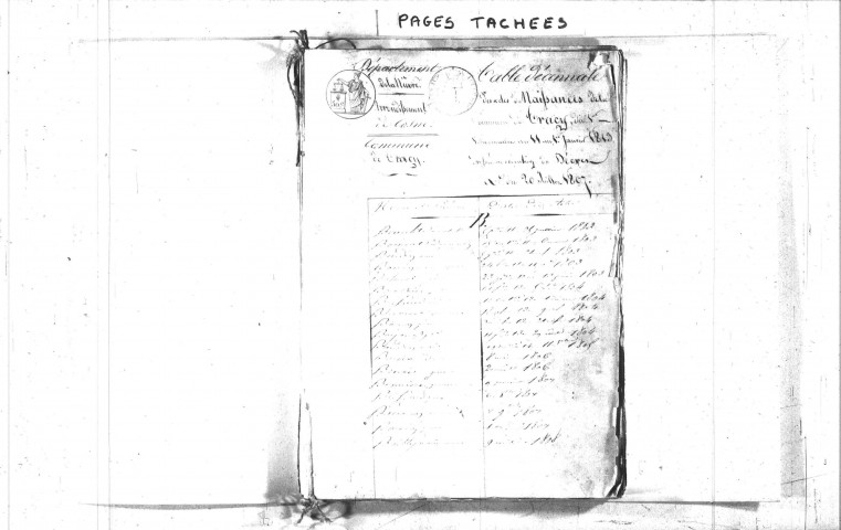 Tracy-sur-Loire : tables décennales.