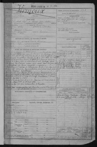 Bureau de Nevers, classe 1918 : fiches matricules n° 263 à 500