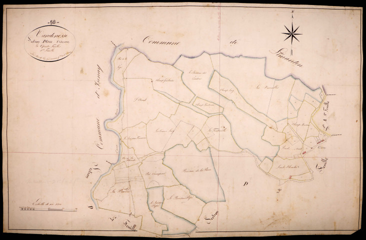 Vandenesse, cadastre ancien : plan parcellaire de la section D dite d'Aron, feuille 1