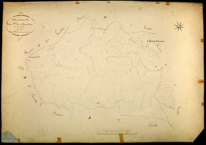 Montsauche-les-Settons, cadastre ancien : plan parcellaire de la section C dite de Champ-Gazon, feuille 1