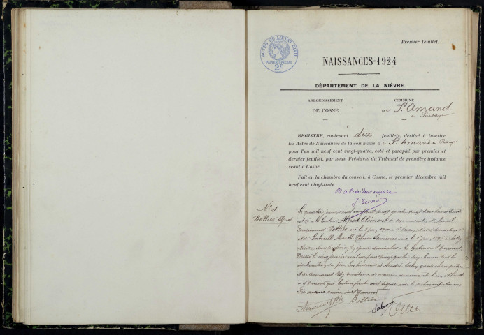 Saint-Amand-en-Puisaye : actes d'état civil.