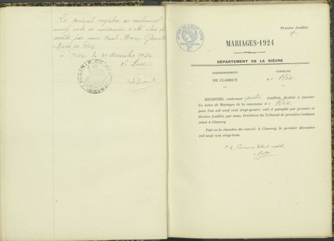 Rix : actes d'état civil.