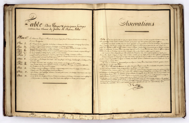 Atlas des plans de la terre de Meauce, levés par le sieur Radot géomètre féodiste, pour Benoît Moreau, seigneur de Meauce et autres lieux : atlas terrier.