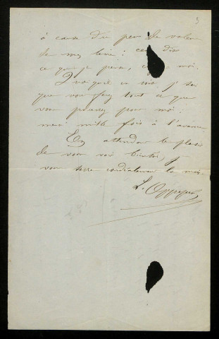 OPPÉPIN (Louis), instituteur et poète à Nevers (1830-1915) : 3 lettres, manuscrits.