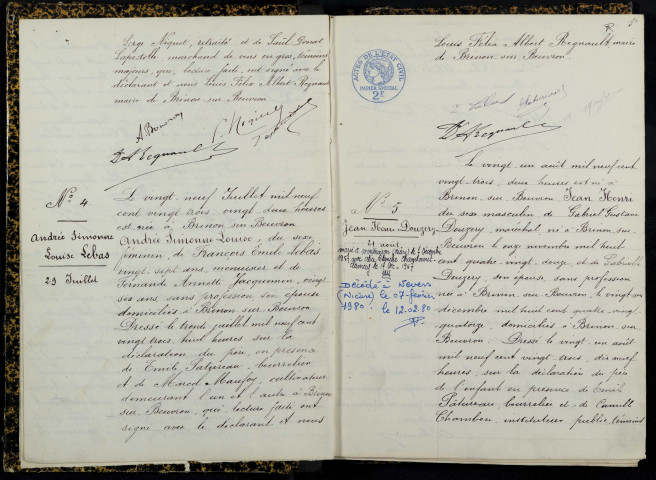 Brinon-sur-Beuvron : actes d'état civil.