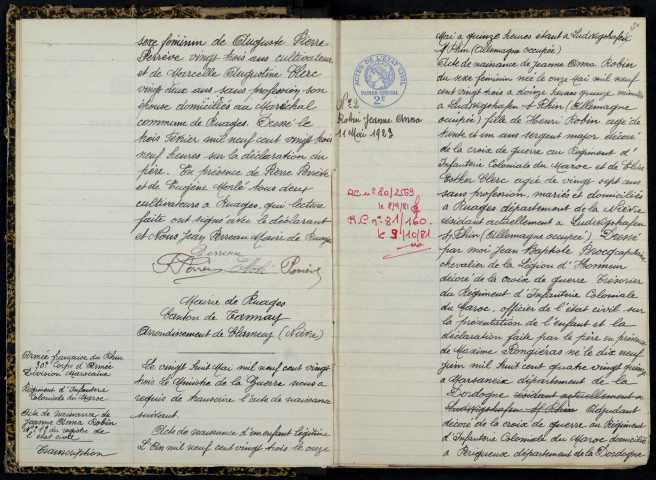 Ruages : actes d'état civil.