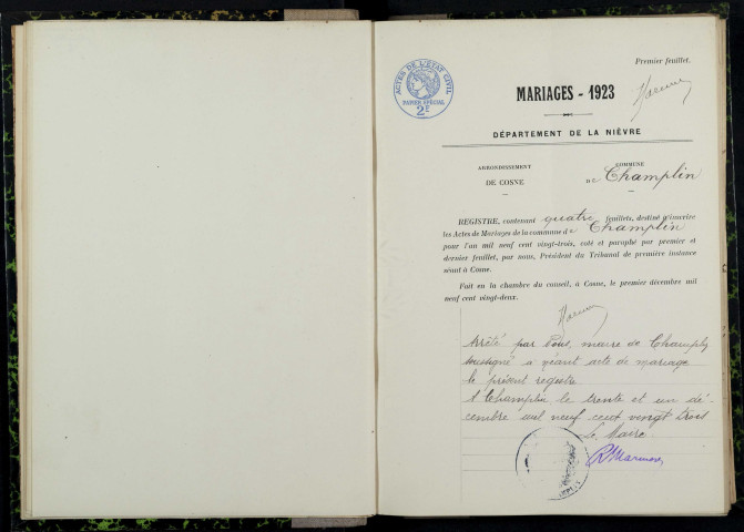 Champlin : actes d'état civil.
