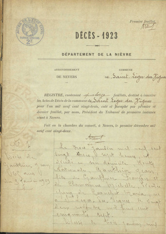 Saint-Léger-des-Vignes : actes d'état civil (décès).