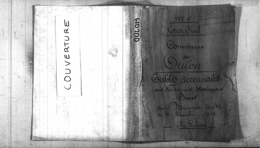 Oulon : tables décennales.