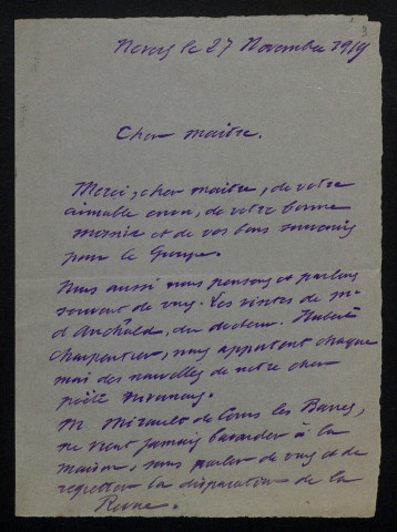 GUYONNET (Francis), dit Gui, membre du Groupe d'émulation artistique du Nivernais (1869-1956) : 17 lettres, 4 cartes postales illustrées.