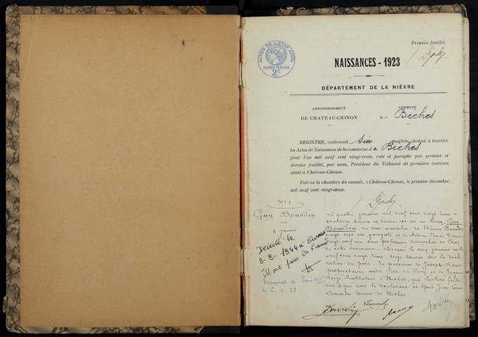 Biches : actes d'état civil.