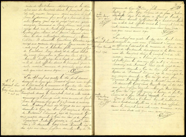 Gien-sur-Cure : actes d'état civil.