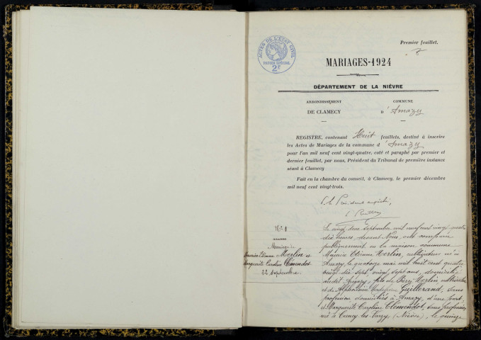 Amazy : actes d'état civil.